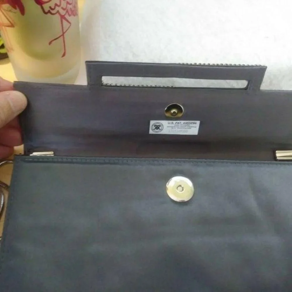 Satin Clutch Crossbody Gray‎ Crystal Bloomingdales